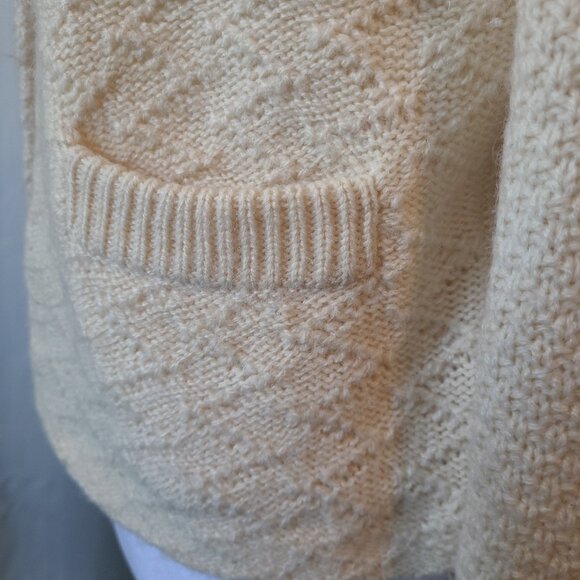 Woman's L/S Tori Burch Sweater Leather trim snaps Alpaca blend - M - Picture 6 of 12